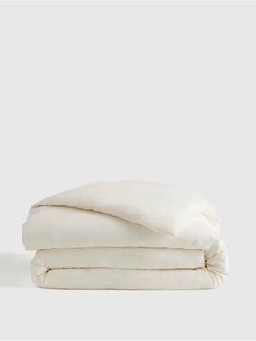 Quince Organic Brushed Cotton Duvet Cover, Full/Queen in Ivory